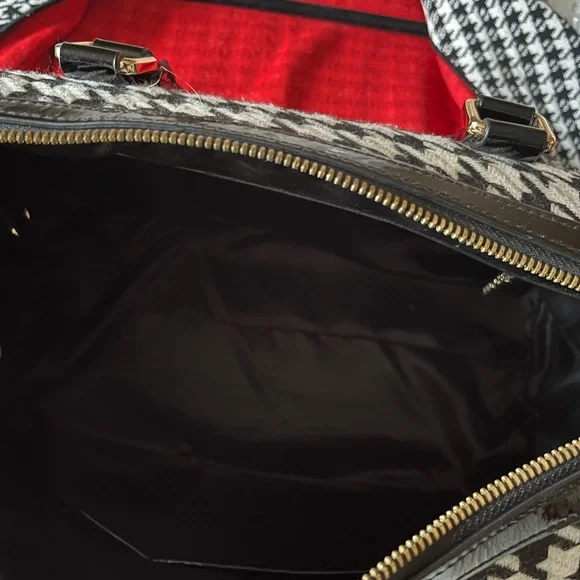 St. John Houndstooth Satchel in Black and White - Picture 6 of 8